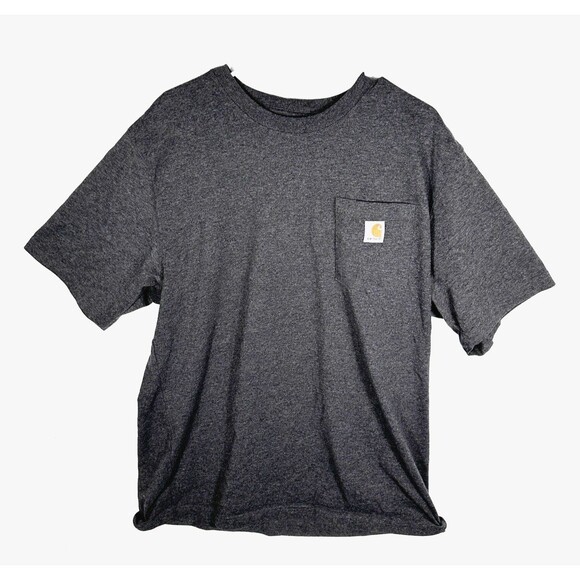 Carhartt Gray T Shirt Loose Fit Heavyweight Short Sleeve Pocket Men Size Large - Picture 1 of 12